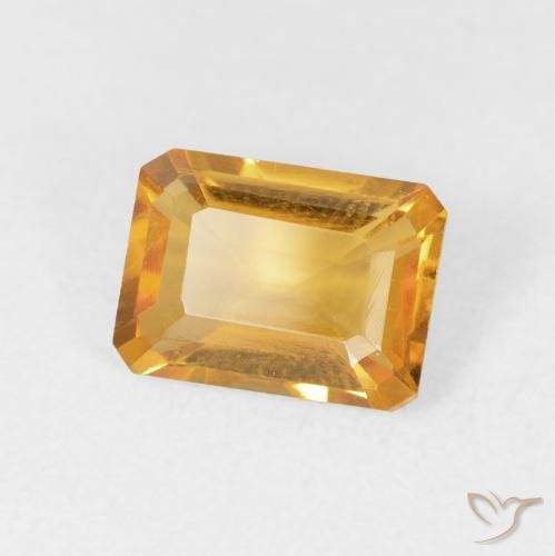 سيترين Medium Light Orange-Gold طبيعي، ثمانى / قصة زمرد، 1.40 قيراط، VVS