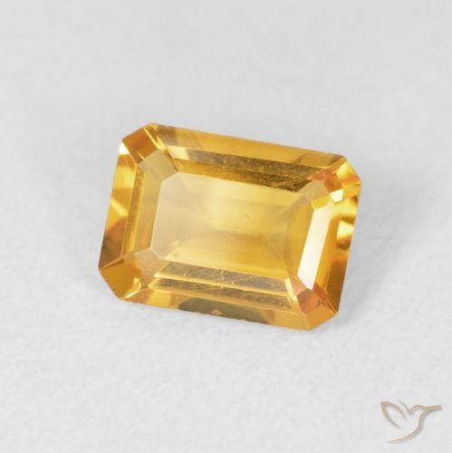 سيترين Medium Light Orange-Gold طبيعي، ثمانى / قصة زمرد، 1.15 قيراط، VVS