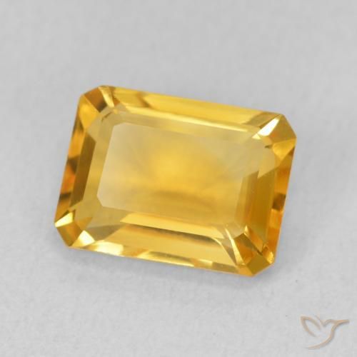 سيترين Medium Light Orange-Gold طبيعي، ثمانى / قصة زمرد، 1.54 قيراط، VVS
