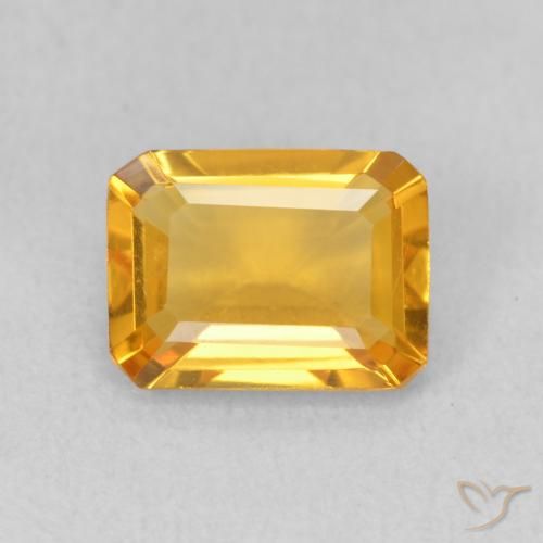 1.21ct طبيعي Medium Light Orange-Gold سيترين, قص الزمرد, VVS