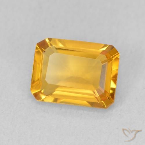 سيترين Medium Light Orange-Gold طبيعي، ثمانى / قصة زمرد، 1.21 قيراط، VVS