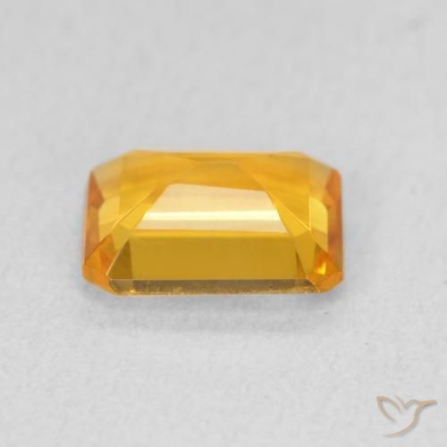 سيترين Medium Light Orange-Gold طبيعي، ثمانى / قصة زمرد، 1.21 قيراط، VVS