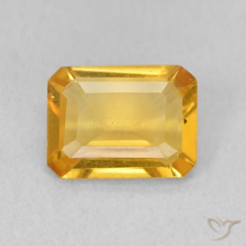 1.24ct طبيعي ذهبى متوسط سيترين, قص الزمرد, VVS-VS