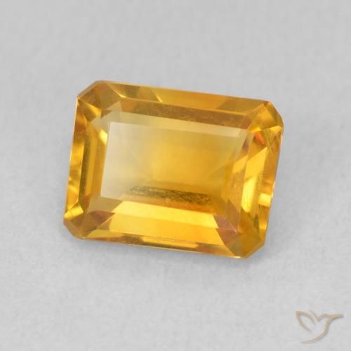 سيترين Medium Light Orange-Gold طبيعي، ثمانى / قصة زمرد، 1.34 قيراط، VVS-VS