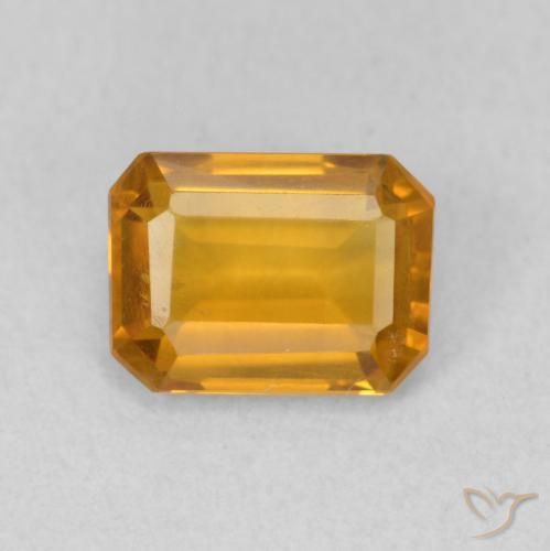 1.21ct طبيعي ذهبى-برتقالى داكن سيترين, قص الزمرد, VVS-VS