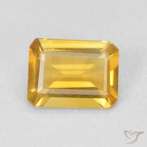 1.14ct طبيعي ذهبى لامع سيترين, قص الزمرد, قليلا جدا