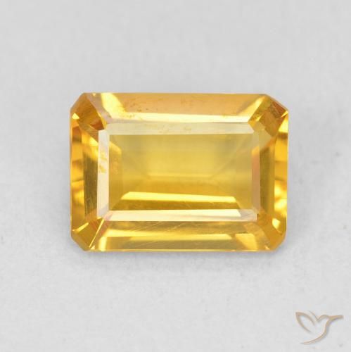 1.17ct طبيعي ذهبى لامع سيترين, قص الزمرد, VVS-VS