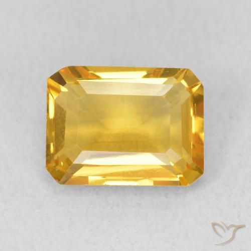 1.51ct طبيعي ذهبى لامع سيترين, قص الزمرد, قليلا جدا
