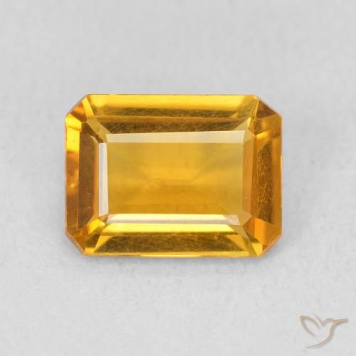 1.10ct طبيعي ذهبى-برتقالى سيترين, قص الزمرد, قليلا جدا