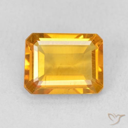 1.40ct طبيعي ذهبى-برتقالى متوسط سيترين, قص الزمرد, قليلا جدا