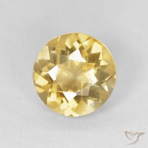 1.47ct طبيعي أصفر فاتح سيترين, دائري, قليلا جدا