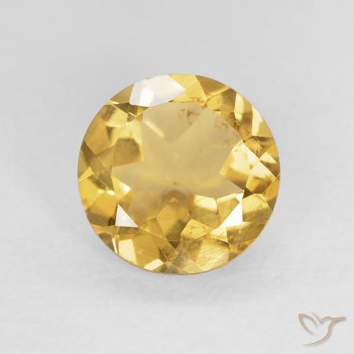 1.52ct طبيعي ذهبى فاتح سيترين, دائري, قليلا جدا