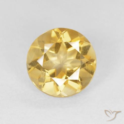 1.56ct طبيعي ذهبى متوسط سيترين, دائري, قليلا جدا