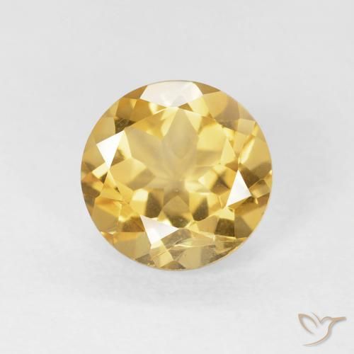 1.74ct طبيعي ذهبى متوسط سيترين, دائري, قليلا جدا