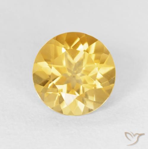 1.77ct طبيعي ذهبى لامع سيترين, دائري, VVS-VS