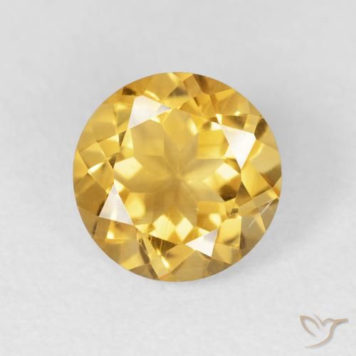 1.90ct طبيعي ذهبى متوسط سيترين, دائري, VVS