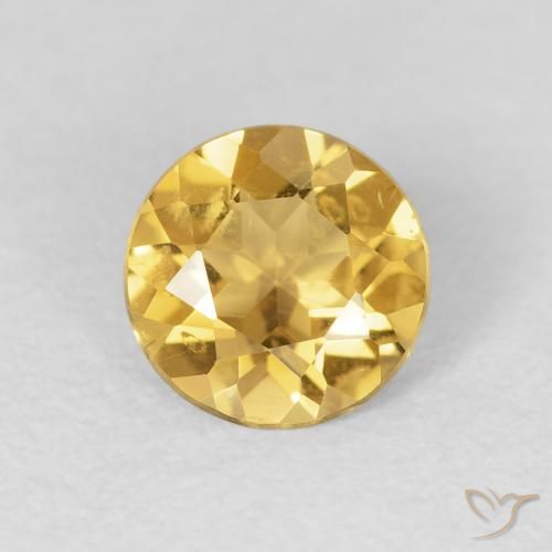 0.96ct طبيعي ذهبى لامع سيترين, دائري, VVS