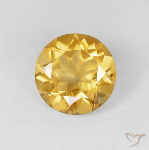 1.61ct طبيعي ذهبى متوسط سيترين, دائري, VVS