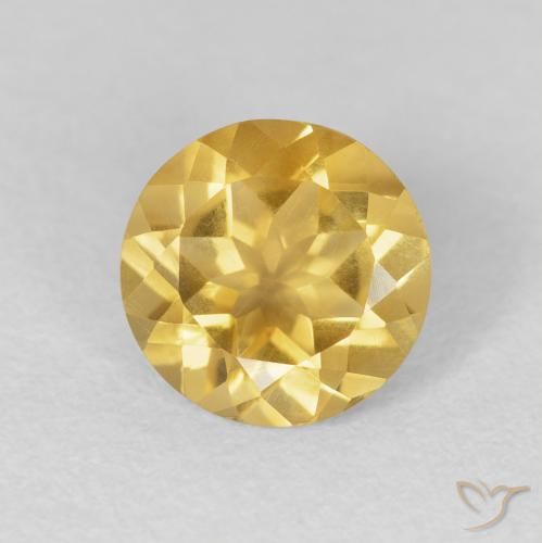 1.63ct طبيعي ذهبى متوسط سيترين, دائري, VVS