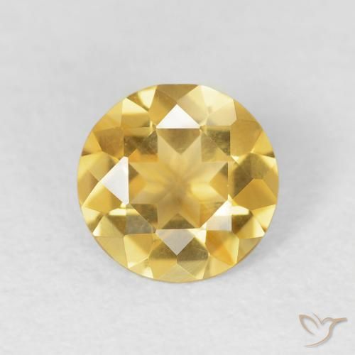 0.95ct طبيعي ذهبى متوسط سيترين, دائري, VVS