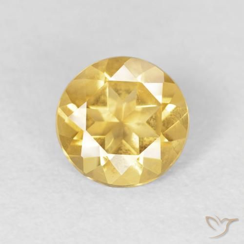0.95ct طبيعي ذهبى متوسط سيترين, دائري, VVS