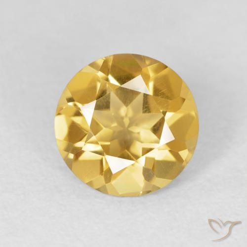 1.52ct طبيعي ذهبى متوسط سيترين, دائري, VVS