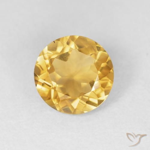 1.53ct طبيعي ذهبى لامع سيترين, دائري, VVS