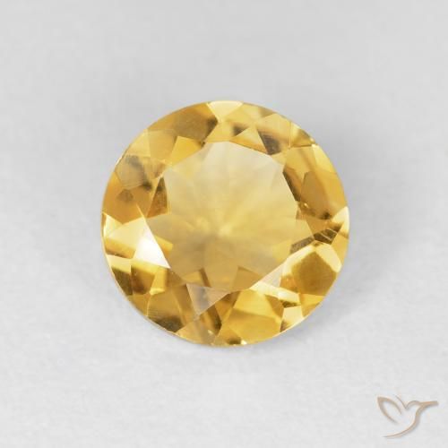 1.60ct طبيعي ذهبى لامع سيترين, دائري, VVS