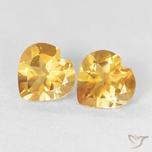 0.82ctw طبيعي Medium Dark-Golden سيترين, قلب, VVS-VS