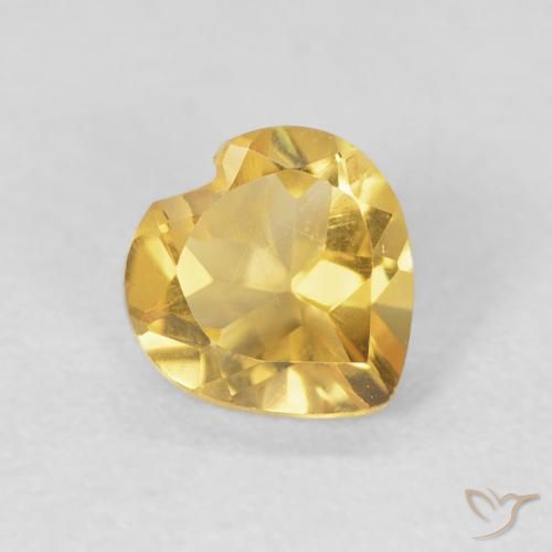 سيترين Medium Light-Golden طبيعي، قلب، 0.64 قيراط، VVS-VS