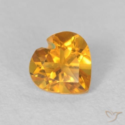 سيترين Medium Light Orange-Gold طبيعي، قلب، 0.43 قيراط، VVS