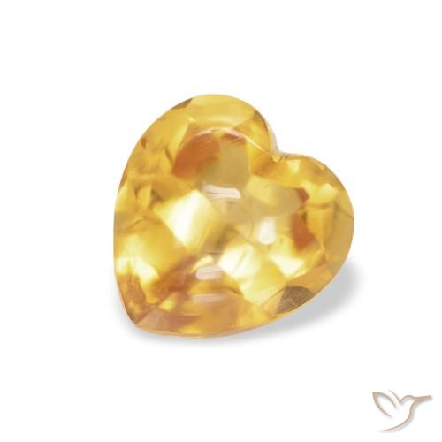 0.90ct طبيعي ذهبى متوسط سيترين, قلب, شفاف