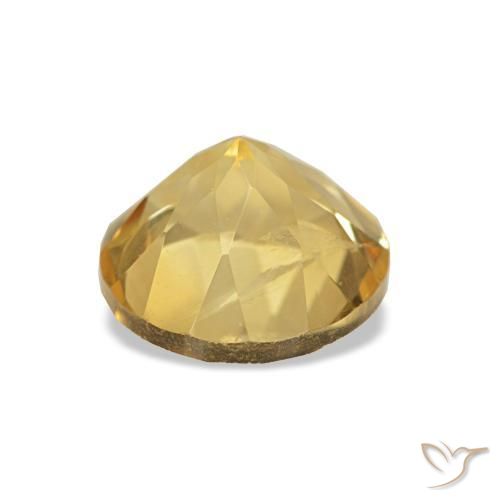 سيترين طبيعي بلون أصفر-ذهبى فاتح، وزن ‎1.24‎ قيراط، شكل دائري، مقاس ‎7.05‎ مم
