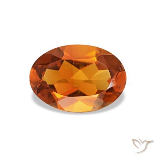سيترين طبيعي بلون Medium Dark-Orange، وزن ‎0.63‎ قيراط، شكل بيضاوى، مقاس ‎7x4.9‎ مم