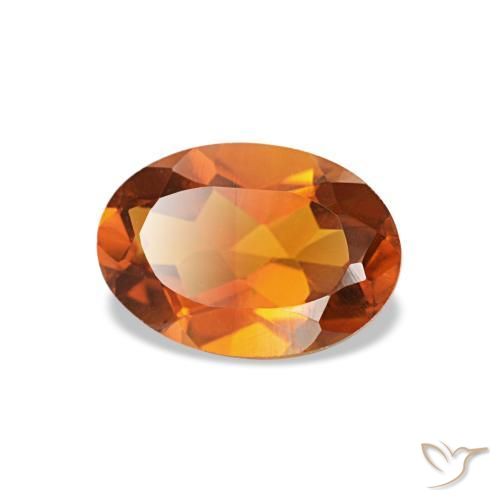 سيترين طبيعي بلون Medium Dark-Orange، وزن ‎0.63‎ قيراط، شكل بيضاوى، مقاس ‎7x4.9‎ مم