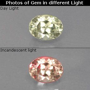 دياسبور متغير اللون أخضر / وردي طبيعي، قصة بيضاوى، 0.77 قيراط، قليلا جدا