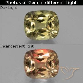 6.65ct طبيعي أصفر بنى دياسبور متغير اللون, وسادة, VS-SI