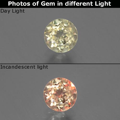 دياسبور متغير اللون أصف فاتح جدا طبيعي، قصة دائرى، 0.63 قيراط، VS-SI