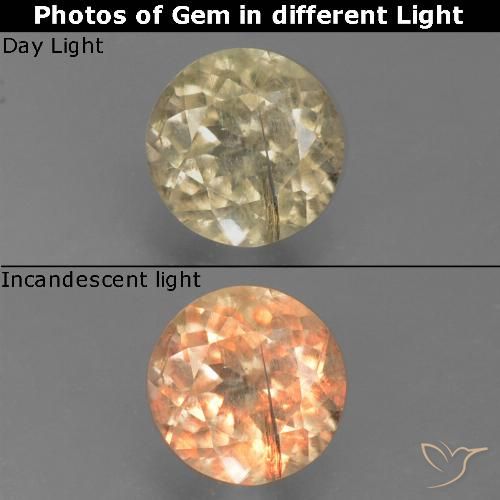 0.63ct طبيعي أصفر دافئ دياسبور متغير اللون, دائري, VS-SI