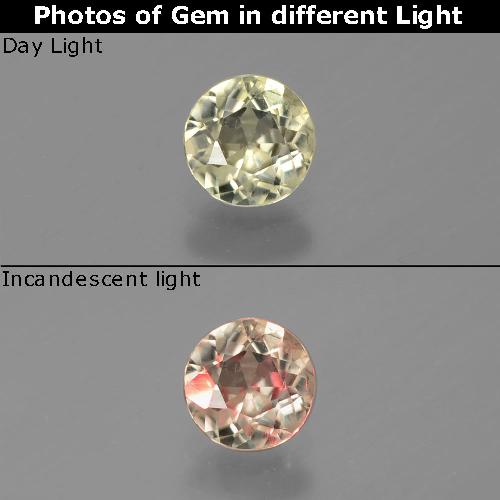 دياسبور متغير اللون أصفر باهت طبيعي، قصة دائرى، 0.65 قيراط، قليلا جدا