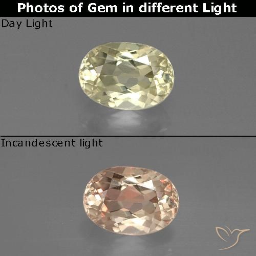 0.79ct طبيعي أصفر باهت دياسبور متغير اللون, بيضوي, قليلا جدا