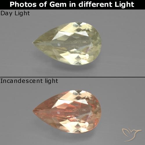 1.23ct طبيعي أصف فاتح جدا دياسبور متغير اللون, شكل الكمثرى, SI