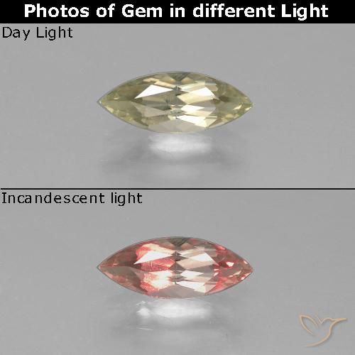 0.99ct طبيعي أصفر باهت دياسبور متغير اللون, ماركيز, قليلا جدا
