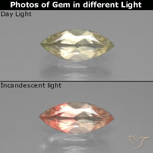 1.07ct طبيعي أصف فاتح جدا دياسبور متغير اللون, ماركيز, قليلا جدا