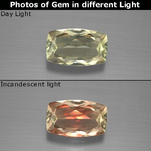 دياسبور متغير اللون أصفر باهت طبيعي، قطع وسادة، 1.29 قيراط، قليلا جدا