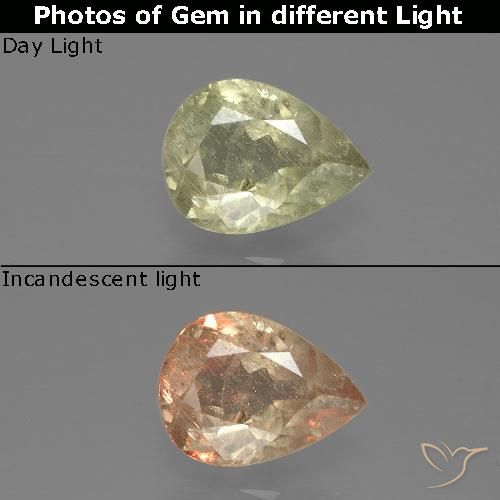 1.25ct طبيعي أصفر فاتح دياسبور متغير اللون, شكل الكمثرى, SI
