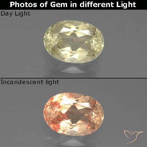 0.98ct طبيعي بيج أصفر دياسبور متغير اللون, بيضوي, SI