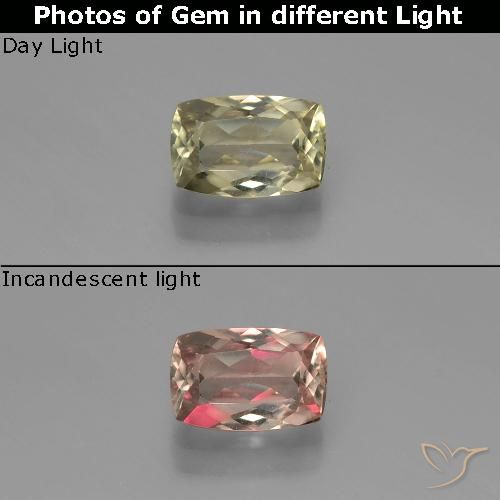 0.91ct طبيعي أخضر أصفر فاتح دياسبور متغير اللون, وسادة, قليلا جدا
