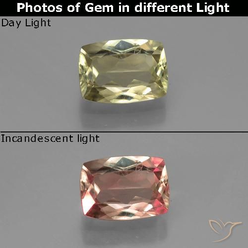 0.99ct طبيعي أصفر فاتح دياسبور متغير اللون, وسادة, قليلا جدا