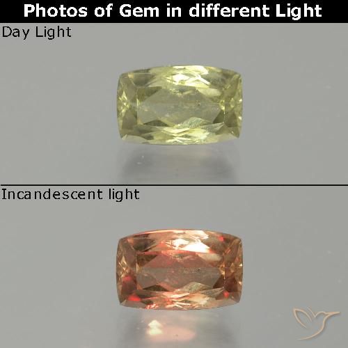 دياسبور متغير اللون بيج أصفر طبيعي، قطع وسادة، 1.15 قيراط، SI